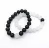 Bracelet en perles d'onyx noir mat en Jade blanc mat de 10mm, Bracelets élastiques en pierres précieuses, cadeau pour hommes et femmes, nouveauté 2021