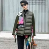 [EWQ] Panelled Print Cotton Padded Coats Autumn Army Green Overcoats Jackets Thickened Cartoon Keeps Warm Queen Clothing 211108