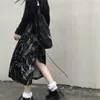 Kravat Boya Harajuku Uzun Etekler Kadınlar Retro Chic Güz Kore Moda Vahşi Bayanlar Streetwear Baskı Şık Tiki Kızlar Faldas Mujer 210421