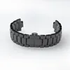 Cinturini per orologi Cinturino in ceramica di alta qualità Bracciale con bocca convessa nera bianca con pulsante nascosto per AR1424 AR1440 18 * 9mm 22 * 11mm