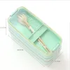 Vete Straw Lunch Box Microwave Bento Boxar Three Tier Dinner Box Health Natural Student Portable Food Storage