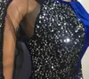 フリーウィンターブラックベルベットのドレス女性のOネック長袖メッシュスパンコールエレガントクラブパーティーVestidos 210524