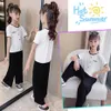 Teen Girls Clothing Letter Tshirt + Pants Clothes Summer Outfit Casual Style Children's 6 8 10 12 14 210528