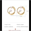 Stud Jewelry Drop Delivery 2021 Korean Temperament Net Red Girl Simple Pearl Studs Fashion Design Noeud Boucles d'oreilles rondes Vq4Ry