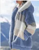 5xl plus size size womens casaco de inverno de tamanho grande moda costeira roupas xadrez zíper com capuz ladies casaco de cabelo coreano coreano