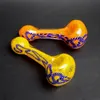 thick hand blown spoon pipes glass hand pipes smoking glass pipe glass tobacco pipes 3.9'' glass bowl pipe for Dry Herb Spiral Lines Glass Smoking Bowls Heady Pipes