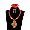 Orecchini Collana 2021 Trendy Coral Real Design Set di gioielli da sposa per le donne Semplice pendente semplice per perline a fila singola ABH785