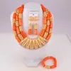 Wspaniały Pomarańczowy Nigeria Koral Koraliki Naszyjnik Afryki Zestaw Biżuterii Bridal Zestawy biżuterii ślubnej C21-23-01 H1022