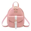 Mochila estilo feminino mini luxo pu couro kawaii fofo bagpet rigoroso sacos de escola pequenas para meninas arco-nó folha oca