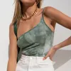 Chu Sau Beauty Ins Green Tie Dye Single-Axel Vest Spring Summer Slim Fashion Camisole Elastic Sälja Chic 210508