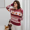 Lelijke kerst trui eland kerstboom patroon trui gebreide trui ronde hals vrouwelijke trui jumper y1118