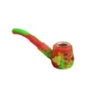 Pipes Coloré Silicone Portable Fumer Herbe Sèche Tabac Verre Trou Filtre Bol Conception Innovante Avec Pointe En Titane Paille Cuillère Boîte À Huile Support De Cas Pipes À Main