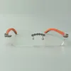 Дизайнерский букет алмазные очки кадры 3524012 с оранжевыми деревянными храмами для унисекса
