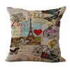 Paris France Eiffel Tower Printed Cotton Linen Sofa Soft Cushion Pillow Cover C1037