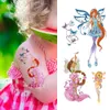 3D Tymczasowa Wodoodporna Naklejka Mermaid Cute Cartoon Majcherów Kwiat Ptak Panda Pióro Fałszywy Tatuaż Dziewczyny Kobiety