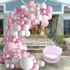 Pembe Beyaz Metalik Balon Kiti 104 ADET Doğum Günü Düğün Nişan Yıldönümü Için Parti Dekorasyon TX0077