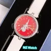 Fashion Brand Lady Quartz Watch Dancing Angel Full Diamond Genuine Leather Wristwatch Blue Red Enamel Dial Clock Signature