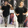 Ruos femininos 2022 Africano Clothes Chiffon Duas peças vestidos para mulheres Dashiki Bat Sleeve Top lantejas de lápis BC324