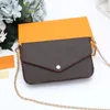 Lady Luxury Wallet Leather 3 in 1 Design Purse women fashion Bag credit cards holder check plaid flower with box270l