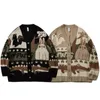 Suéteres para hombres Vintage Cardigan Suéter Abrigo Japonés Harajuku Dibujos animados Punto Ropa exterior Hip Hop Streetwear Suelto Moda Prendas de punto Tops
