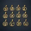 12 Zodiac Sign Horoscope Pendentif Colliers pour Hommes Femmes Or Bélier Lion 12 Constellations Goutte Collier Bijoux 210721