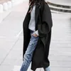 Ullblandningar för kvinnor 2021 Mode High Street lång överrock Höst Vinter Elegant dubbelsidig kappa för kvinnor Kontor Damjacka med lapelärm