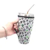 Leopard Print Rainbow Cactus Water Bottle Cover Neoprene Insulated Sleeve bag Case Pouch for 30oz Tumbler Cup