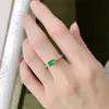 2021 4 * 6mm gemaakt Moissanite Emerald Ring voor Vrouwen Romantische Bruiloft Engagement Fijne Sieraden Geschenken