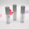 Tubo transparente cuadrado LED de 7 ml, brillo de labios vacío, botellas recargables, envase, embalaje con espejo y herramientas de maquillaje cosmético ligeras