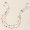 Collar colgante Arco iris Collar de colores para mujeres Gargantilla de joyería de perlas iniciales