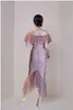 Mode Designer Vintage Elegant Blomma Tryck Ruffles Mermaid Party Dresses Office Ol Bodycon Chiffon Slim Dress Robes 210518