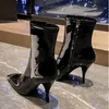 2021 9см платье одежда патентная кожа блеск металлическая квадратная крышка настойки на молнии каблуки совет Накопил сред Midrange Boots Boots-Boots STILETTO каблуки сексуальные женщины обувь