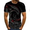 T-shirts 2021 Mode Casual T-shirt 3D Swirl Printed Summer O-Neck Daglig Rolig Kortärmad