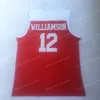 Spartanburg Day School # 12 Zion Williamson Basketball Jersey 1 # College Jerseys 스티치 화이트 블루 블랙