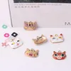 10 sztuk 21 * 25mm Cute Big Cat Head Emalia Charms Handmade Gold Tone Metal DIY Naszyjnik Bransoletka Wisiorki Biżuteria Dokonywanie