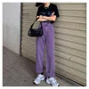 Bella Wysoka talia Purpurowe dżinsy Harajuku Koreański Urzzzan Dżinsy Dżnowo Spodnie Wild Daude Casual Girl Loose Spodnie Streetwear 211129