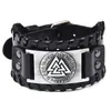 Charm armband hiyong totem design nordisk viking odin armband män handgjorda väv brett läder armband justerbar armband punk smycken gi