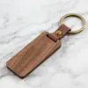 Freeshipping Promoção Promoção Lembranças Portátil PU Couro Chaveiro Walnut Maple Embalagem Madeira Logotipo Personalizado Gravura Laser Chaveiros