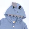 Cartoon Shark Mit Kapuze Overalls Säuglingsspiel Outfits Baumwolle Zipper kleinkind Herbst Overall Neugeborenen Einteiliges M3617