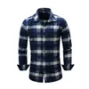 Arrival Men's Shirt Long Sleeve Slim Fit Plaid Shirts Blue Mens Dress Shirts Cotton Male Brand Casual Denim Style Checks 210518
