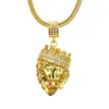 Hot mens hip hop jóias gelado fora 18k banhado a ouro moda leão cabeça pingente homens colar ouro cheio de presente / presente