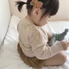 Meninas Sweater Boutique para Crianças Manga Longa Oco Out Algodão Knit Cardigan Queda Outwear Tops 210529