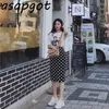 Saias Verão Chic Roupas Coreanas Slim Envoltório Hip Cintura Alta Cintura Split Polka Dot Saia Mulheres Mujer Faldas Elegante Moda Retro Ol210610