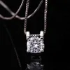 1ct-3ct Moissanite Pendant D Color Brilliant Round Cut S925 Sterling Silver Necklace for Women Classic Chain