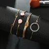 American and European Fashion Cuff Bracelet Women Girls Gold Open Bracelets Arrow Gemstone Circle Bangles Jewelry Set B09141