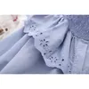 Chic Women Shirt Sommar Mode Broderi Blouse Preppy Girl Loose Shirts 210602