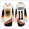 # 11 Scheibler # 68 Fritz Team Germany Maglia da hockey su ghiaccio retrò classica da uomo cucita personalizzata con qualsiasi numero e nome