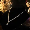 Earrings & Necklace FYUAN Simple Geometric Rhinestone For Women Water Drop Crystal Wedding Bride Jewelry Sets Accessories