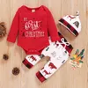 0-12M My 1st Christmas born Infant Baby Boy Girl Red Clothes Set Letter Romper Cartoon Pants Hat Outfit Xmas Costumes 210515