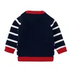 Autumn Winter Boy Girl Long Sleeve Cartoon Sea Bear Knitted Sweater Boys Girls Sweaters For Kids Stripe Clothes 210429